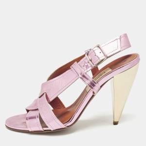 Lanvin Pink Leather Ankle Strap Sandals Size 38.5
