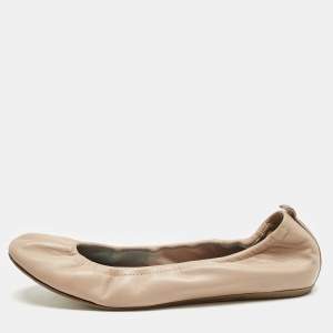 Lanvin Dusty Pink Leather Scrunch Ballet Flats Size 40