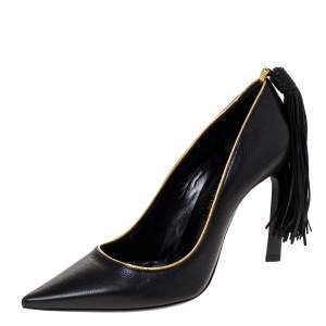 Pre Owned Lanvin Black Leather Tassel Embellished Pumps Size 36