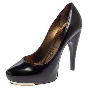 Pre Owned Lanvin Black Patent Leather Platform Pumps Size 37.5