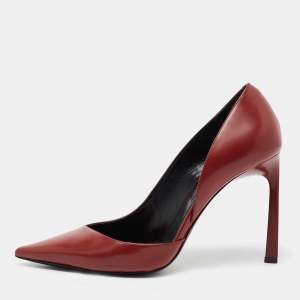Pre Owned Lanvin Red Leather Pointed Toe D'orsay Pumps Size 38.5
