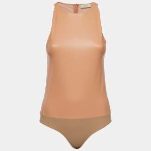Lapointe Pink Faux Leather Sleeveless Bodysuit S