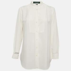 Lauren Ralph Lauren Cream Chiffon Button Front Shirt M