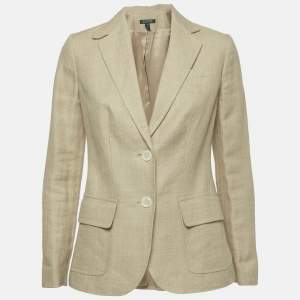 Lauren Ralph Lauren Beige Herringbone Linen Blazer XS