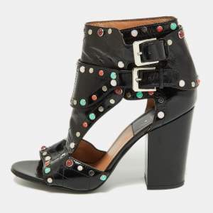 Laurence Dacade Black Patent Leather Stappy Open Toe Sandals Size 40