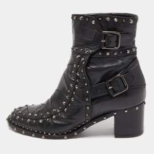 Laurence Dacade Black Leather Studded Ankle Boots Size 37.5
