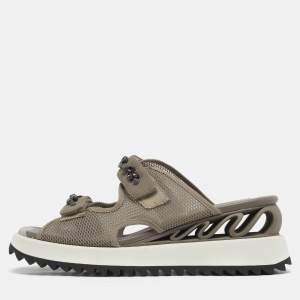 Pre Owned صندل لي سيلا يوي ويف قماش وشبكة رمادي منزلق مقاس 40