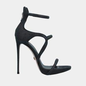 Le Silla Black Glitter Ankle Strap Sandals Size 35.5