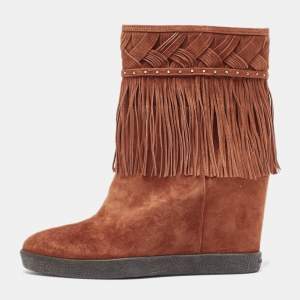 Le Silla Brown Suede Fringe Ankle Boots Size 37.5