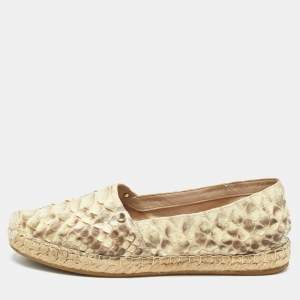 Le Silla Yellow/Brown Python Espadrille Flats Size 37