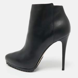 Pre Owned Le Silla Black Leather Ankle Length Boots Size 40