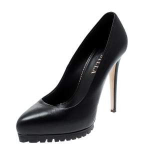 Le Silla Black Leather Platform Pumps Size 36