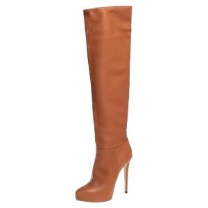 Le Silla Tan Leather Over The Knee Boots Size 37