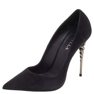 Pre Owned Le Silla Black Suede Pointed Toe Pumps Size 39