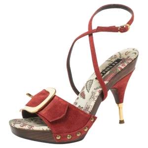 Le Silla Multicolor Suede Platform Ankle Wrap Sandals Size 35