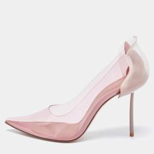 Le Silla Pink/Clear PVC and Leather Petalo Pumps Size 39.5