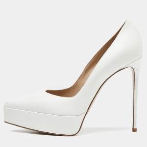 Le silla  White Leather Pointed Toe Pumps Size 38.5 