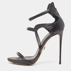 Le Silla Black Nylon Ankle Strap Sandals Size 38