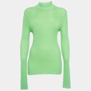 Les Rêveries Acid Green Cashmere Turtleneck Sweater M