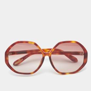 Pre Owned Linda Farrow Tortoise Brown Gradient Paloma Geometric Sunglasses