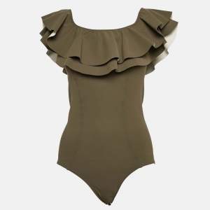Lisa Marie Fernandez Green Jersey Ruffled Swimsuit M