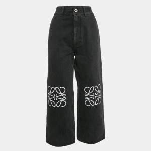 Loewe Black Denim Logo Debossed Wide Leg Jeans S Waist 28"