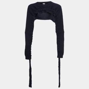 Pre Owned Loewe Navy Blue Wool Braided Detail Super Cropped Bolero M