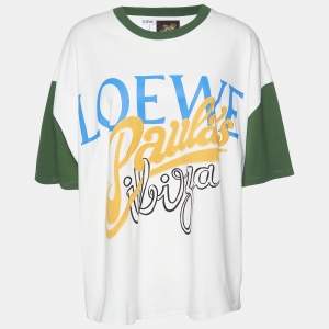 Loewe X Paula's Ibiza Ivory/Green Logo Print Cotton Oversized T-Shirt M