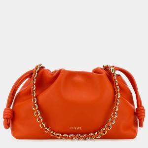 Loewe Fluo Orange Nappa Leather Medium Flamenco Clutch Bag