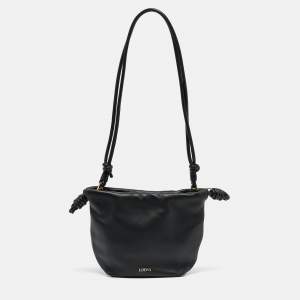 Loewe Black Leather Mini Flamenco Shoulder Bag