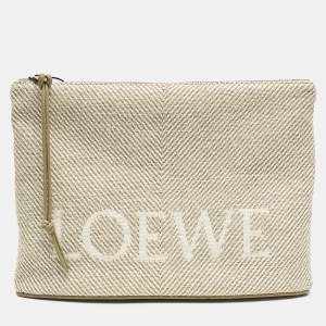 Loewe Beige Jacquard Canvas Oblong Pouch