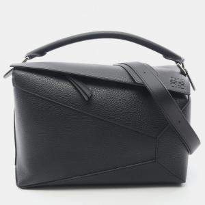 مملوكة مسبقًا Loewe Puzzle Edge Large Black Leather Shoulder Bag