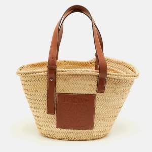 مملوكة مسبقًا Loewe Beach Basket Beige/Tan Leather and Raffia Tote