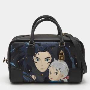 Pre Owned Loewe x Howl's Moving Castle Black Leather Amazona 28 Satchel