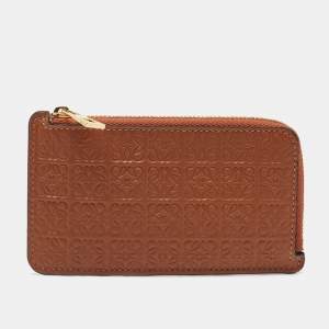 Loewe Tan Anagram Leather Zip Card Holder 