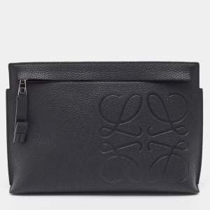 Loewe Black Leather Anagram T Pouch