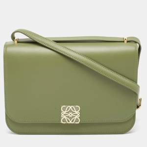 Pre Owned Loewe Avocado Green Leather Goya Shoulder Bag