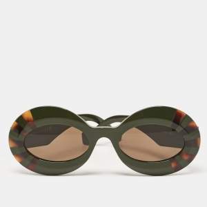 Loewe Green/Black LW400911 Anagram Frame Oval Sunglasses