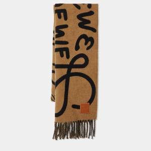 Loewe Beige/Black Anagram Wool & Cashmere Scarf