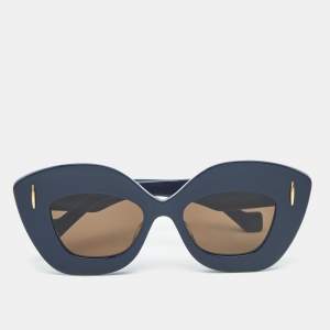 Loewe Navy Blue/Black LW40127I Anagram Frame Cat Eye Sunglasses