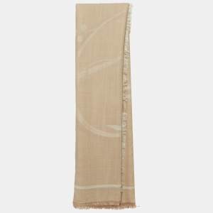 مملوكة مسبقًا وشاح لويفي صوف بيج مع نقش أحرف متداخلة