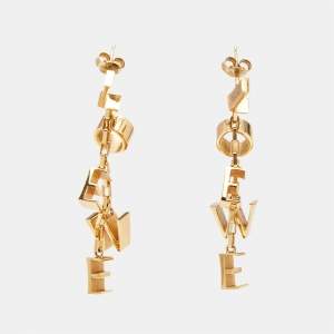 Pre Owned Loewe Logo Gold Plated Sterling Silver Earrings