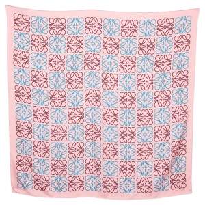 Loewe Pink Anangram Printed Silk Square Scarf 