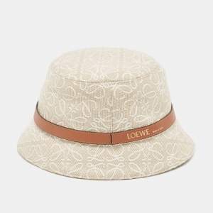 Pre Owned Loewe Beige Anagram Cotton Bucket Hat