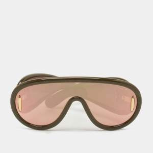 Loewe Khaki Green/Pink LW40108i Shield Sunglasses