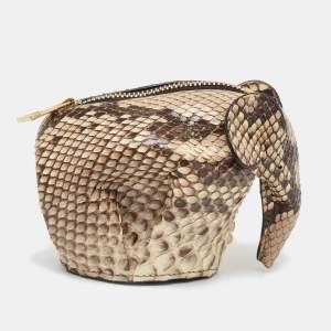 Loewe Beige Python and Leather Elephant Purse Bag Charm
