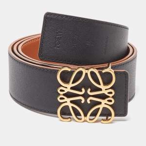 Loewe Black/Brown Leather Anagram Reversible Belt 85CM