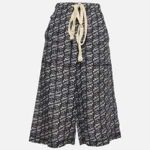 Loewe Navy Blue Printed Linen Culotte Pants XS