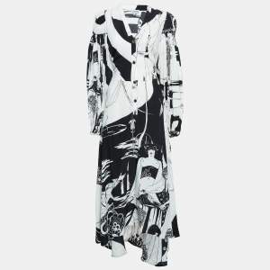 Loewe White Printed Smocked Sleeve Maxi Dress S