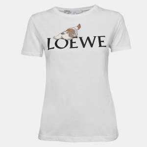 Loewe White Embroidered Cotton Knit Round Neck T-Shirt S